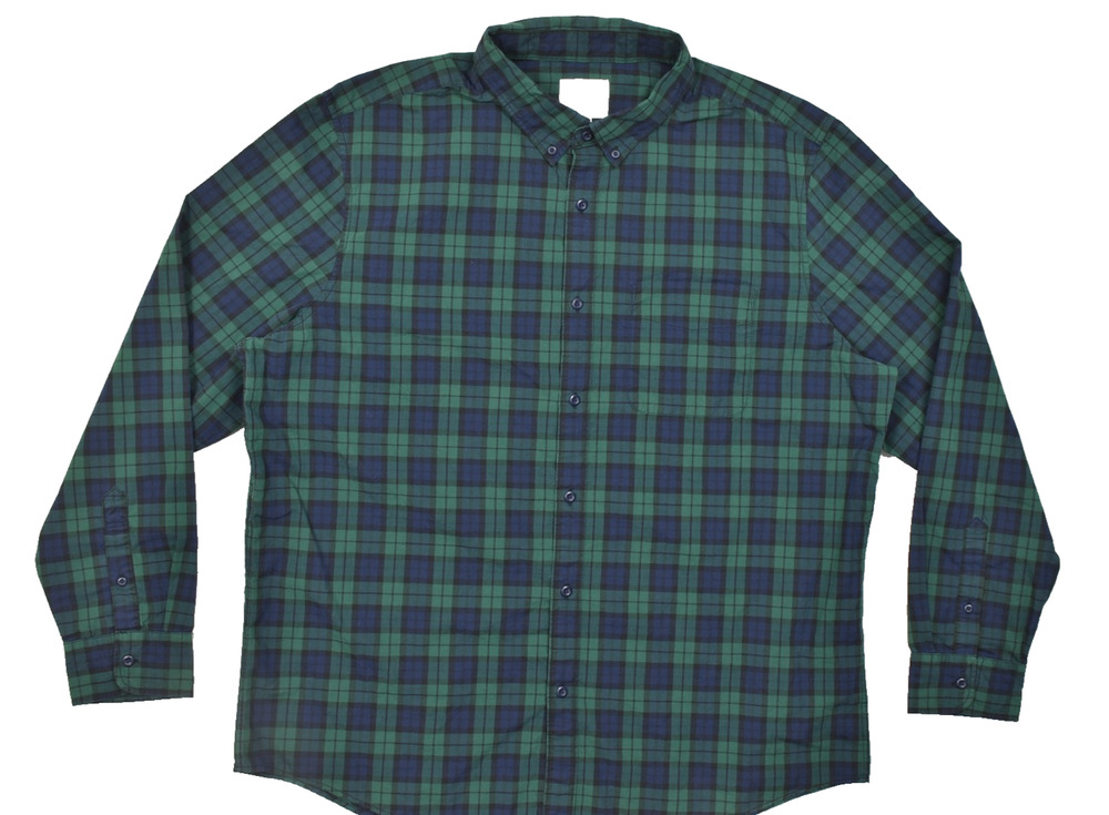 American Eagle Men XXL Green Blue Plaid Button Shirt Classic Fit Long Sleeve